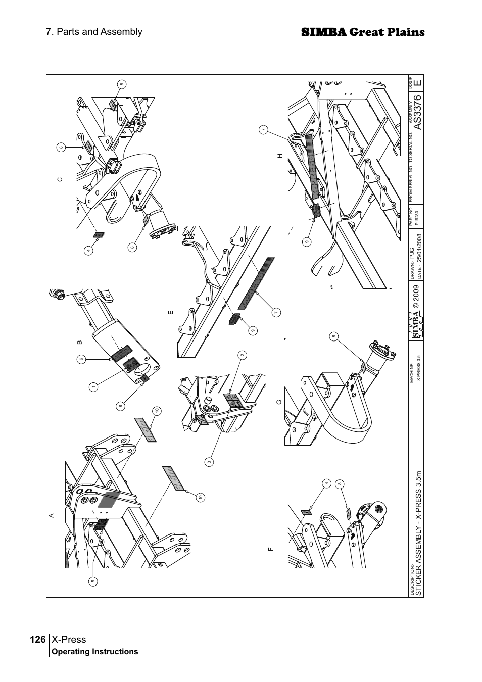 X-press, 126 7. parts and assembly, Eas 33 76 | Operating instructions, Si m b a | Great Plains P17917B Operator Manual User Manual | Page 126 / 136