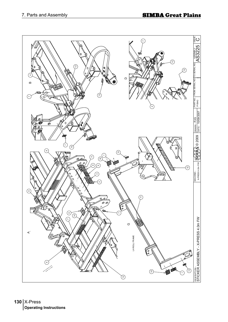 X-press, 130 7. parts and assembly, Cas 32 25 | Operating instructions, Si m b a | Great Plains P17917B Operator Manual User Manual | Page 130 / 136