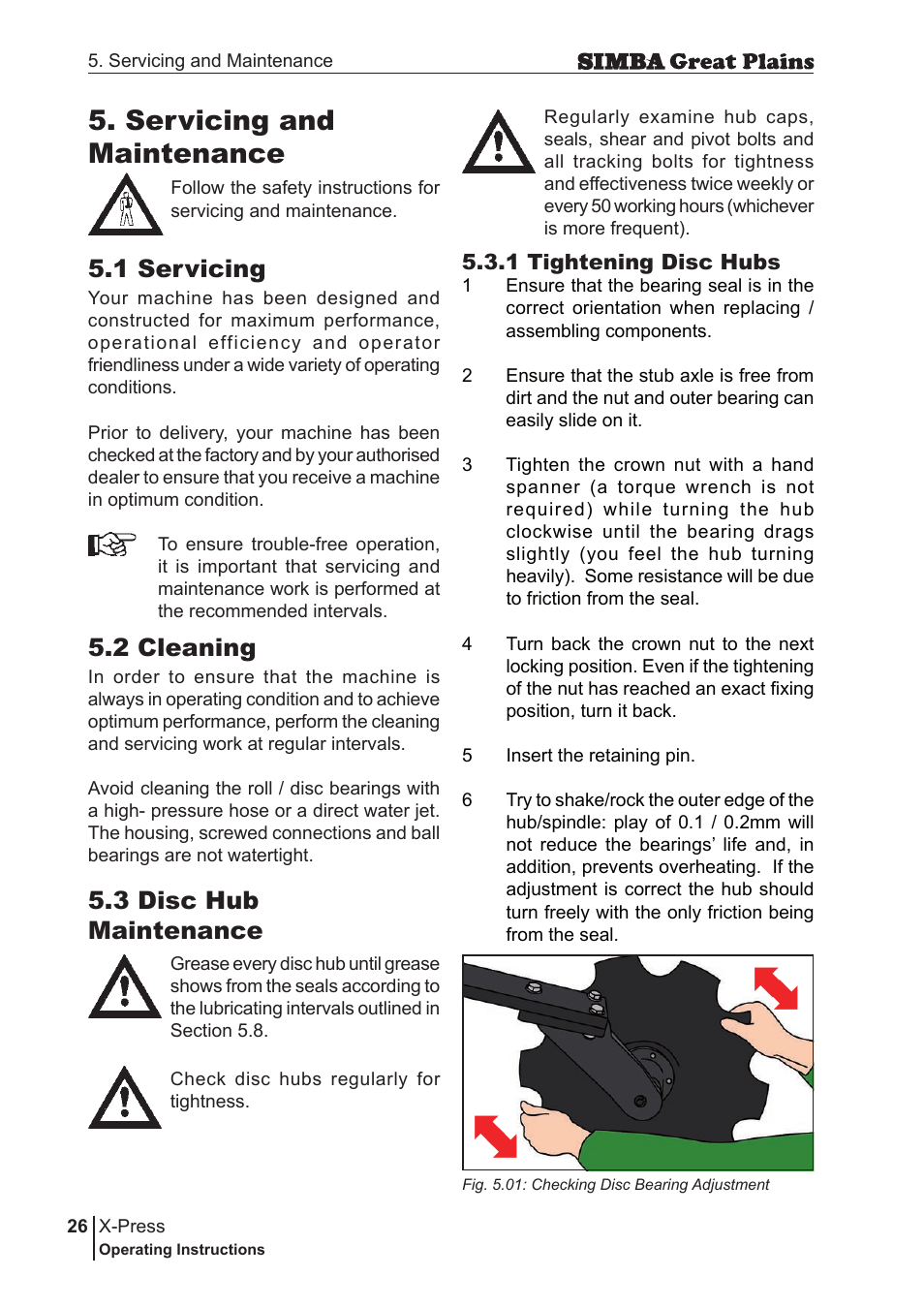 Servicing and maintenance, 1 servicing, 2 cleaning | 3 disc hub maintenance | Great Plains P17917B Operator Manual User Manual | Page 26 / 136