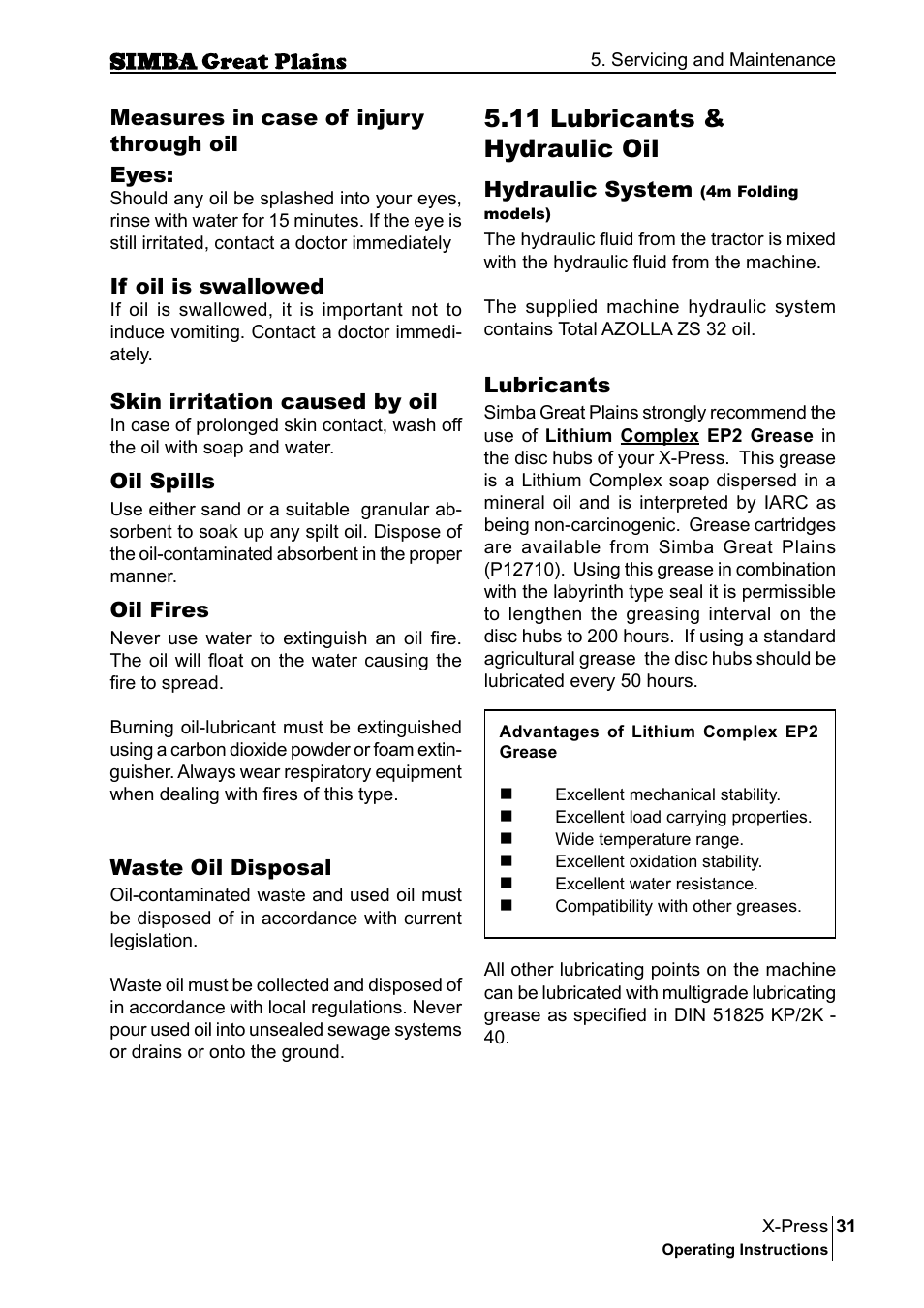 11 lubricants & hydraulic oil | Great Plains P17917B Operator Manual User Manual | Page 31 / 136