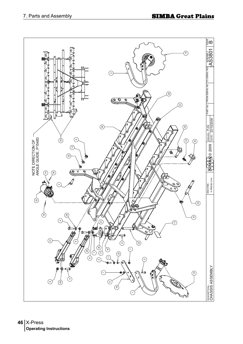 X-press, 46 7. parts and assembly, Bas 38 01 | Operating instructions, Si m b a | Great Plains P17917B Operator Manual User Manual | Page 46 / 136