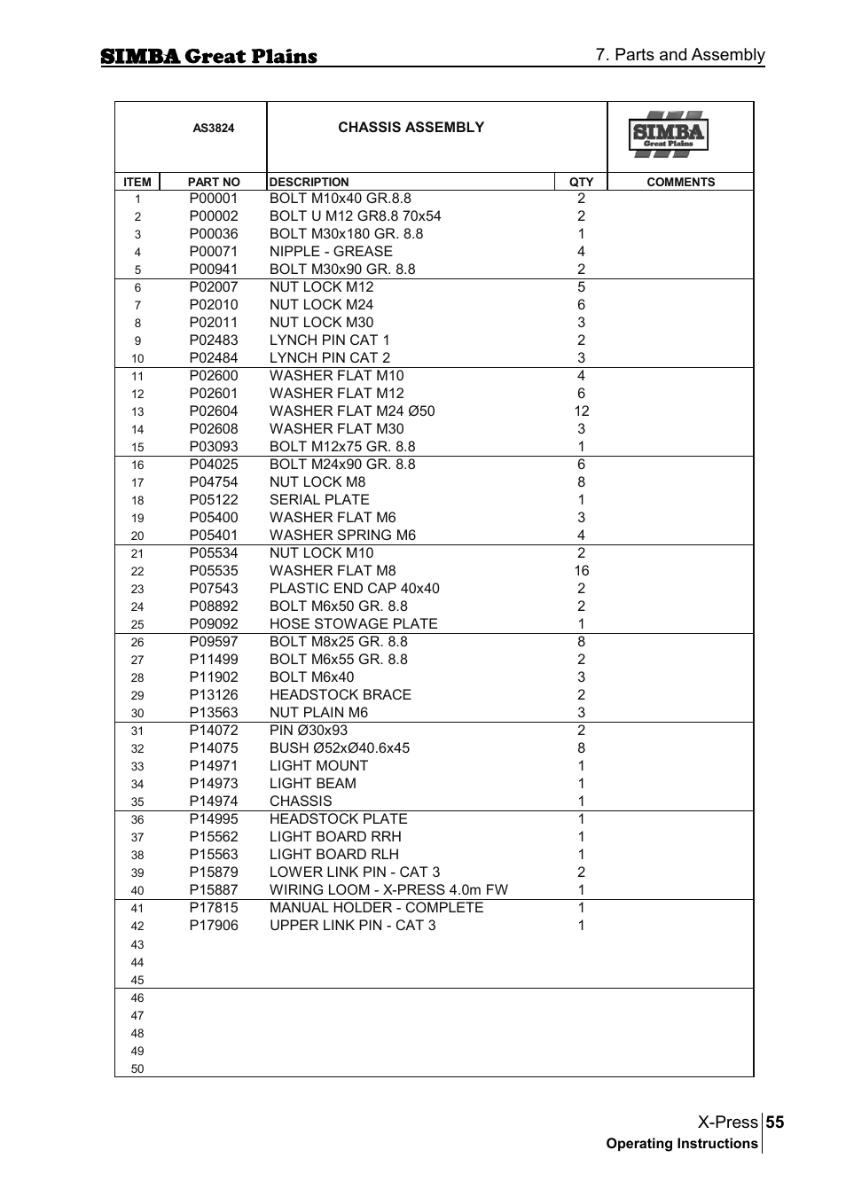 55 x-press, Parts and assembly | Great Plains P17917B Operator Manual User Manual | Page 55 / 136