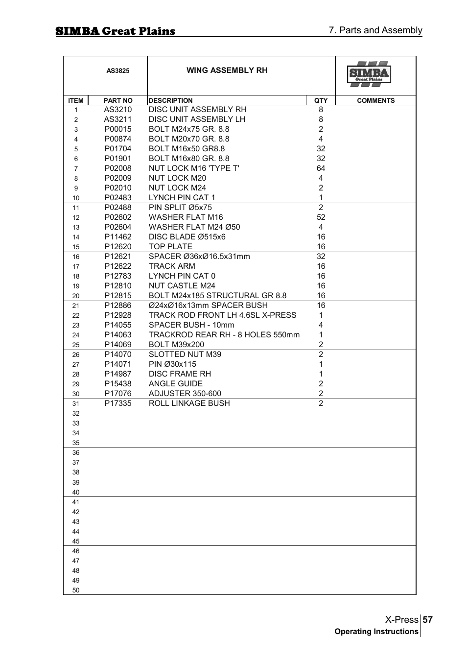 57 x-press, Parts and assembly | Great Plains P17917B Operator Manual User Manual | Page 57 / 136