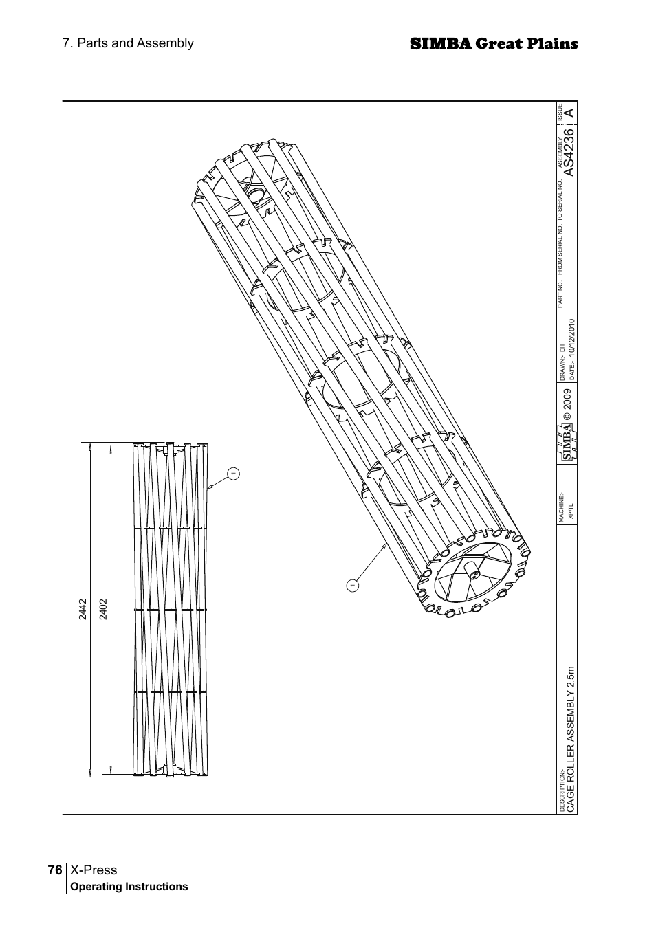 X-press, 76 7. parts and assembly, Aas 42 36 | Operating instructions | Great Plains P17917B Operator Manual User Manual | Page 76 / 136