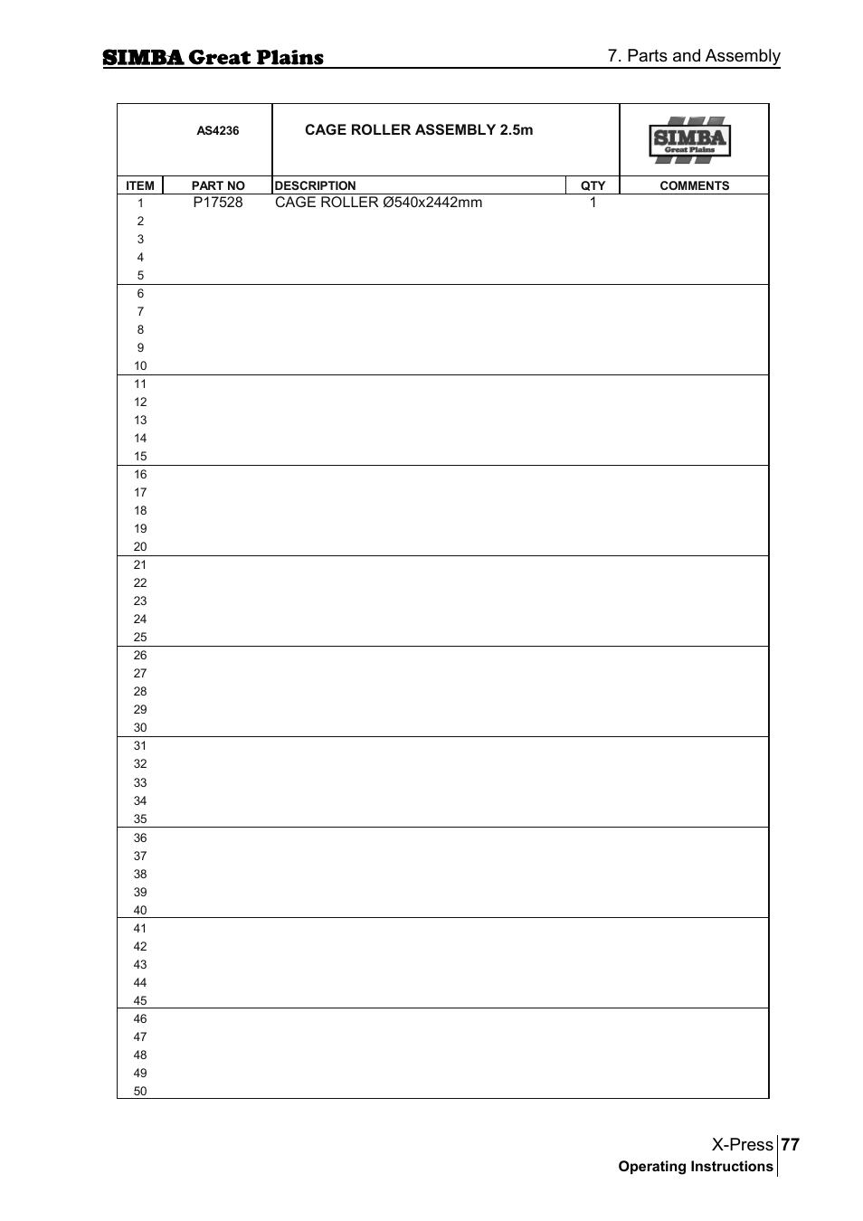 77 x-press, Parts and assembly | Great Plains P17917B Operator Manual User Manual | Page 77 / 136