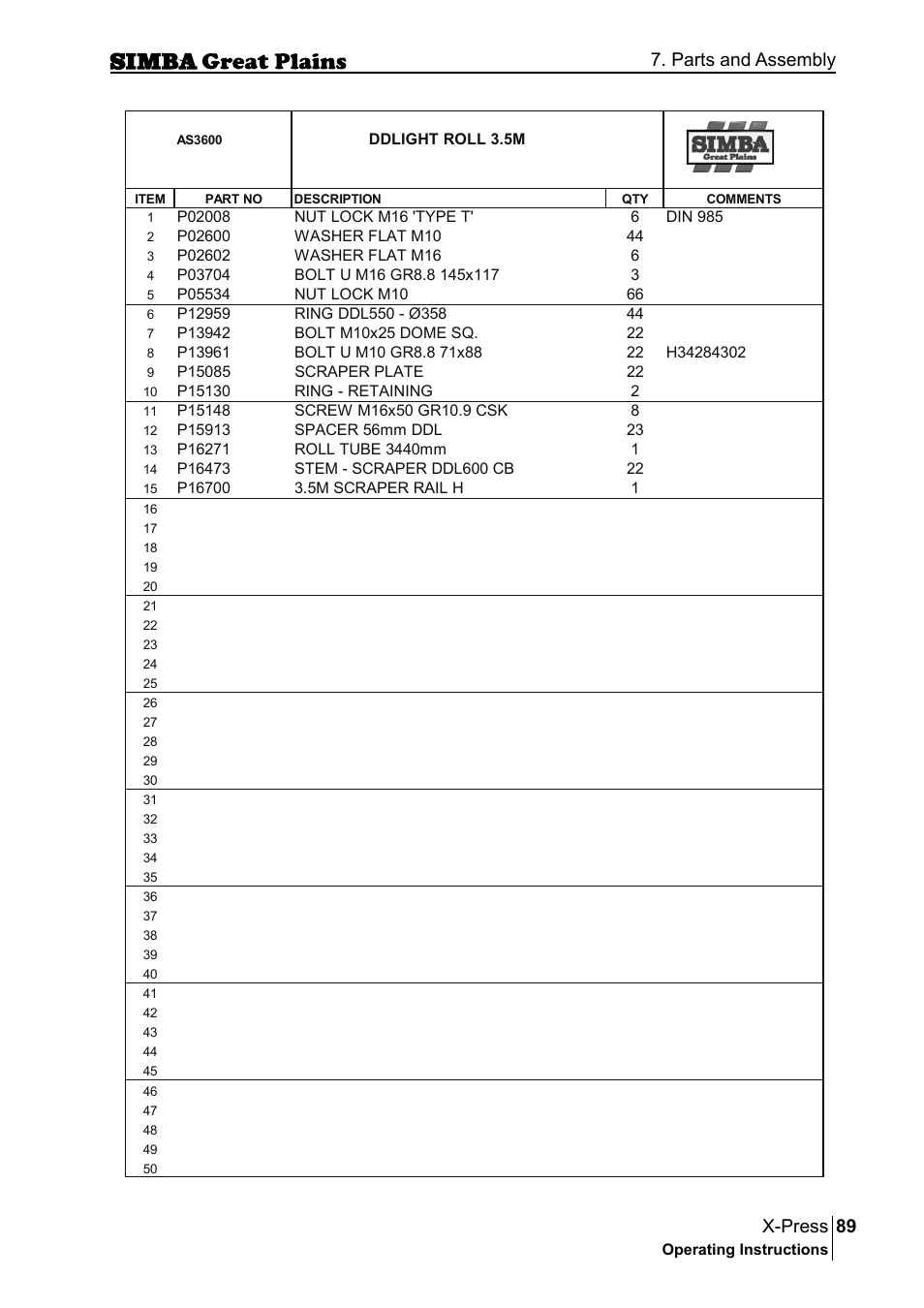 89 x-press, Parts and assembly | Great Plains P17917B Operator Manual User Manual | Page 89 / 136