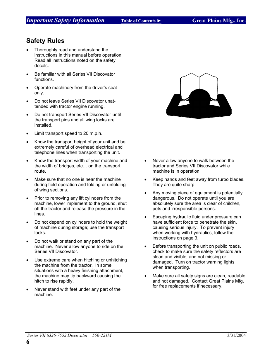 Safety rules, Important safety information | Great Plains 7552 Series VII Operator Manual User Manual | Page 10 / 109