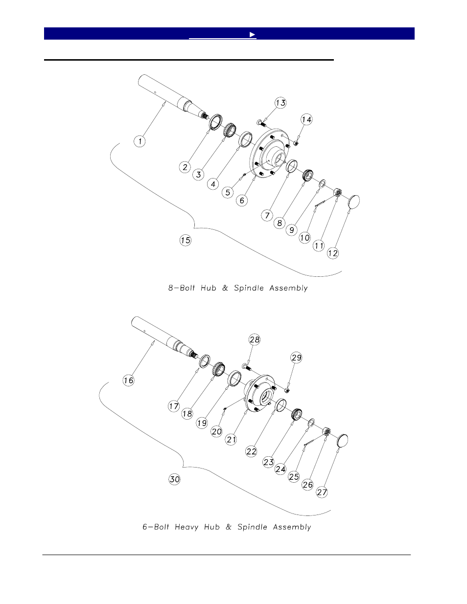 8 & 6-bolt heavy hub & spindle assembly, 8 & 6-bolt heavy hub & spindle assy. (s/n 1329dd+) | Great Plains 7552 Series VII Operator Manual User Manual | Page 66 / 109