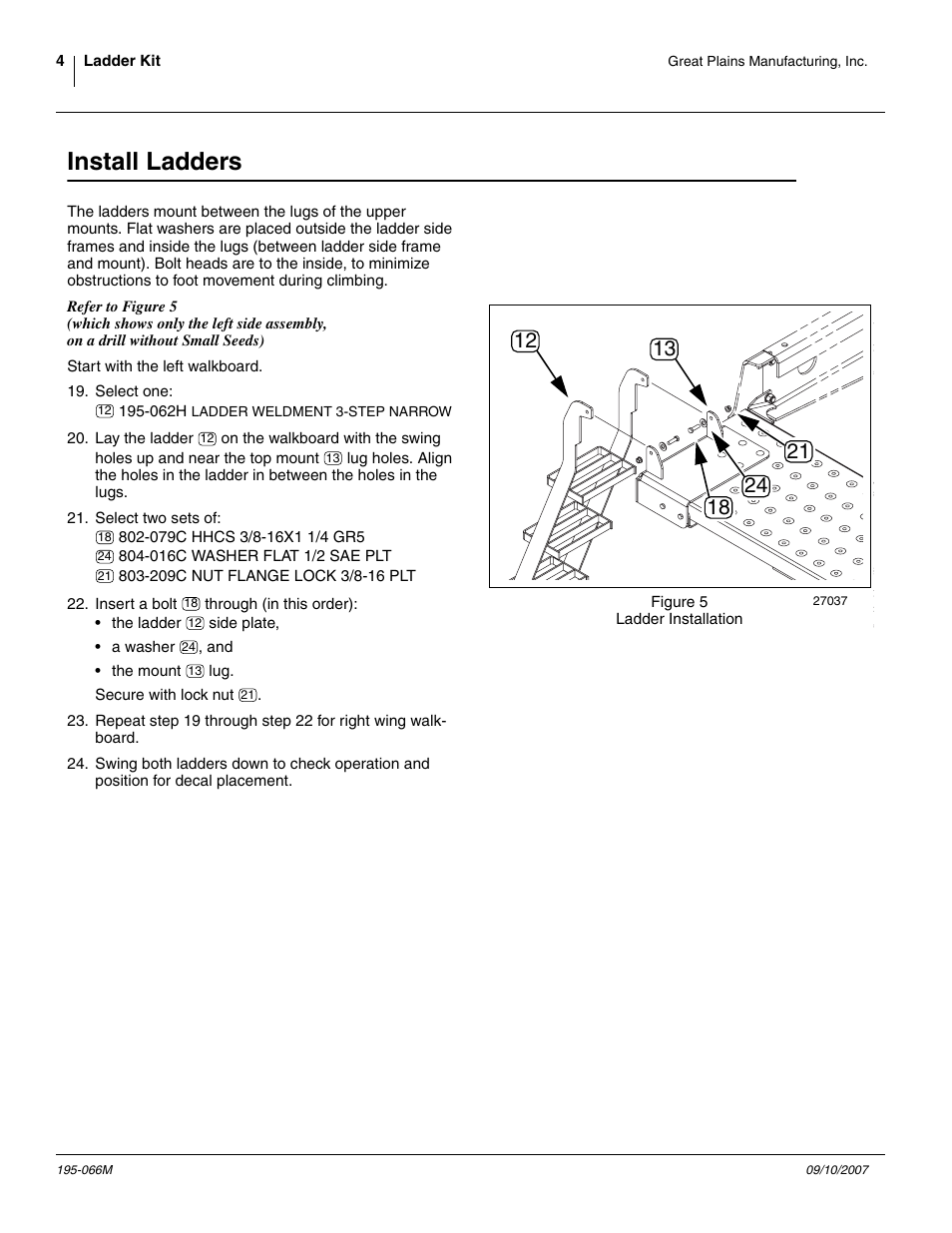 Install ladders | Great Plains Min-Till Ladder Kit Assembly Instructions User Manual | Page 4 / 8