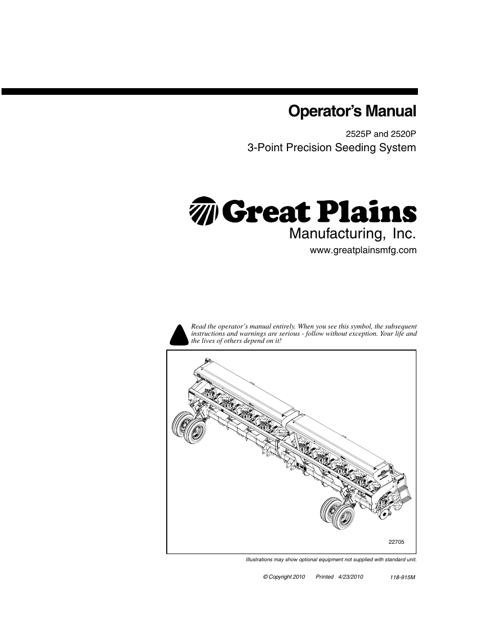 Great Plains 2525P Operator Manual User Manual | 159 pages