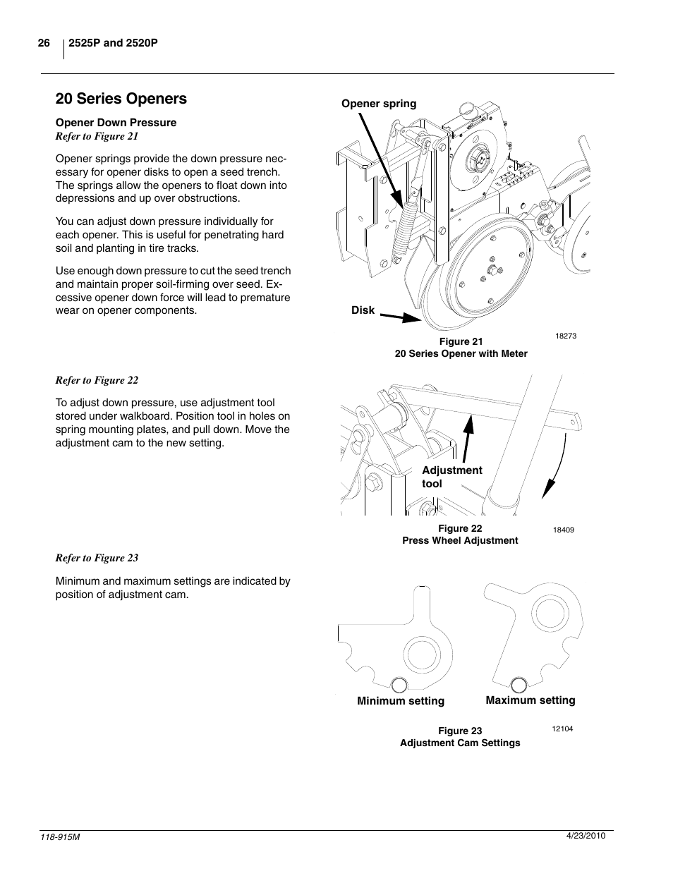 20 series openers | Great Plains 2525P Operator Manual User Manual | Page 28 / 159