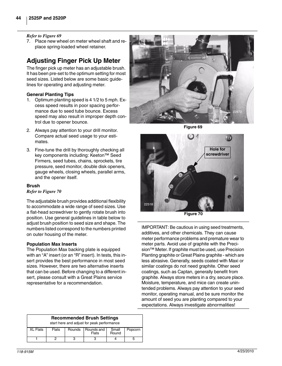 Adjusting finger pick up meter | Great Plains 2525P Operator Manual User Manual | Page 46 / 159