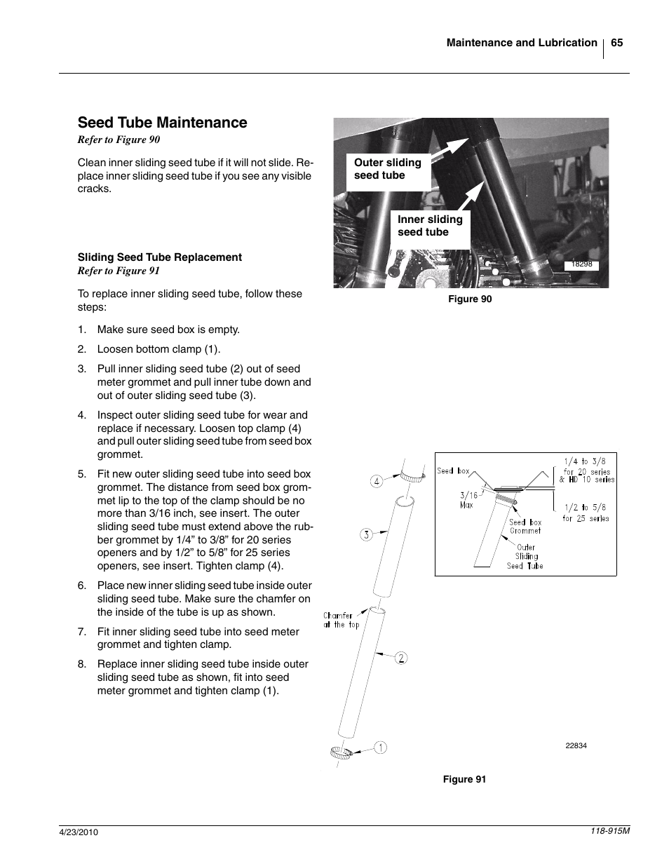 Seed tube maintenance | Great Plains 2525P Operator Manual User Manual | Page 67 / 159