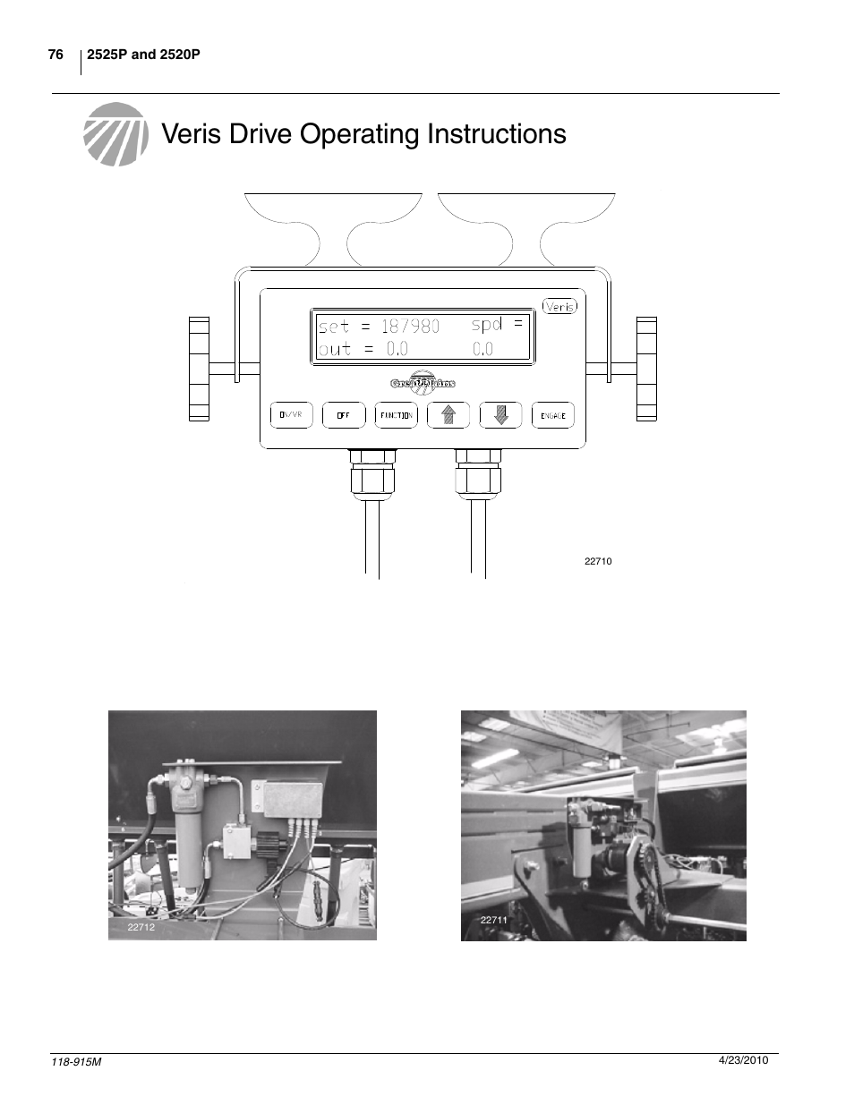 Veris drive operating instructions | Great Plains 2525P Operator Manual User Manual | Page 78 / 159