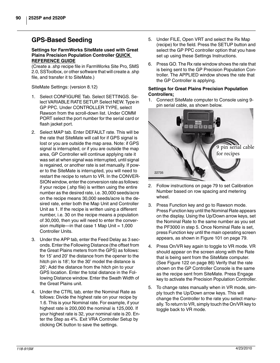 Gps-based seeding | Great Plains 2525P Operator Manual User Manual | Page 92 / 159