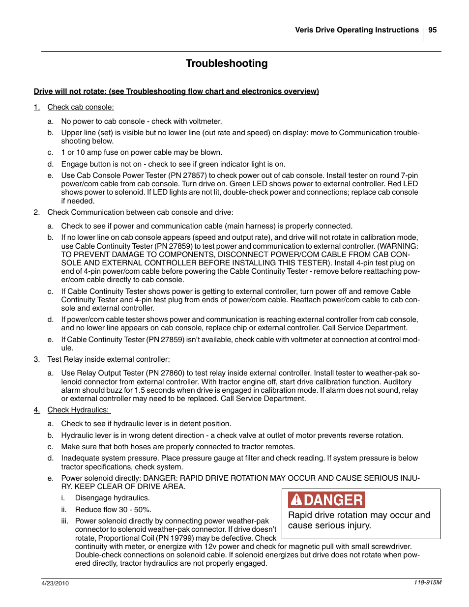 Troubleshooting | Great Plains 2525P Operator Manual User Manual | Page 97 / 159