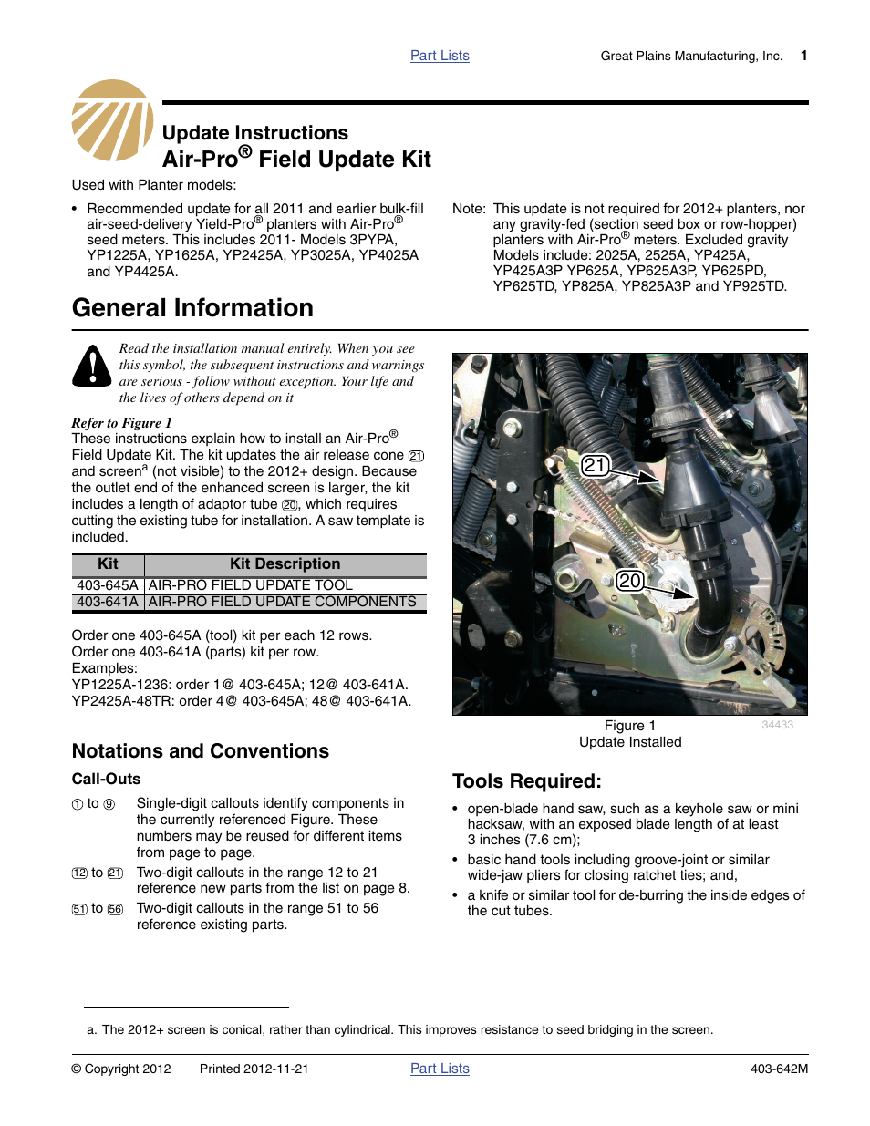 Great Plains Air-Pro Field Update Kit User Manual | 8 pages
