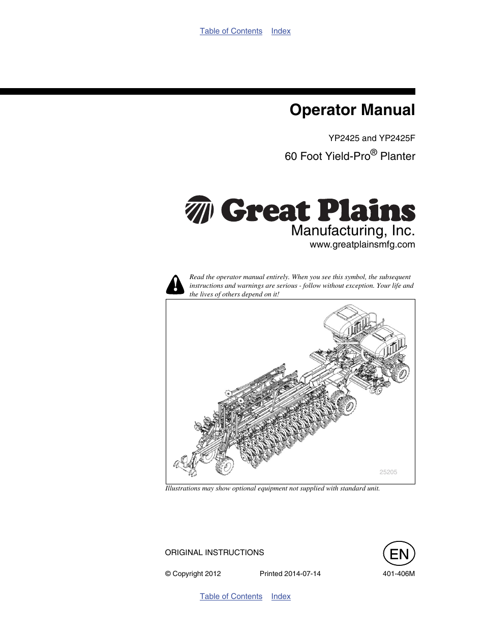 Great Plains YP2425F-2470 Operator Manual User Manual | 162 pages