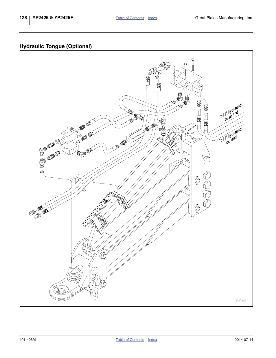 Hydraulic tongue (optional) | Great Plains YP2425F-2470 Operator Manual User Manual | Page 132 / 162