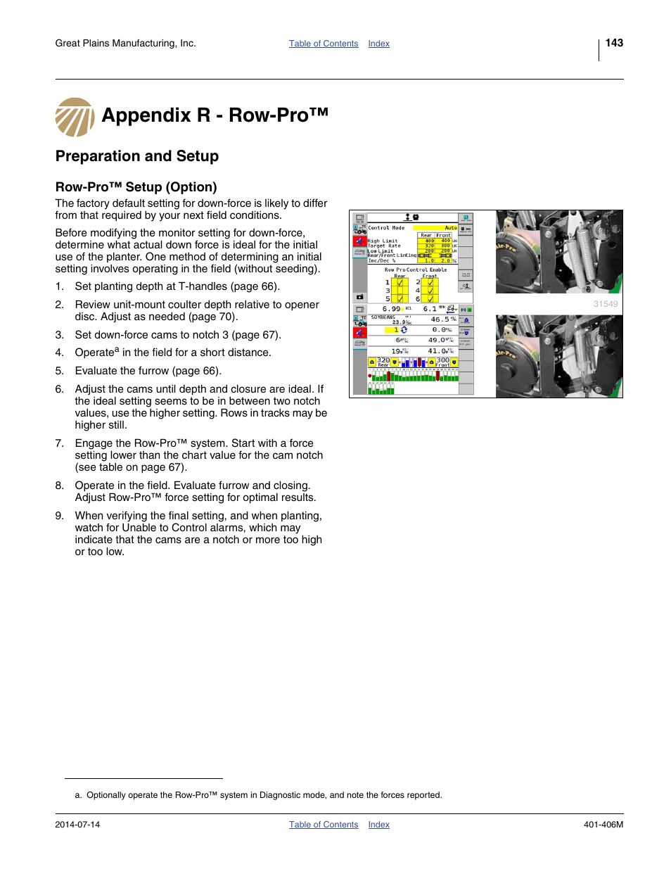 Appendix r - row-pro, Preparation and setup, Row-pro™ setup (option) | Appendix r - row-pro™ preparation and setup | Great Plains YP2425F-2470 Operator Manual User Manual | Page 147 / 162