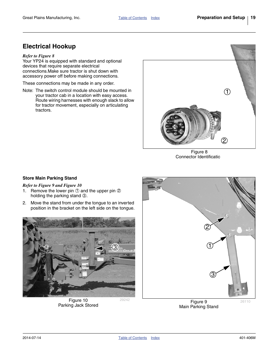 Electrical hookup, Store main parking stand, King stand. see | Great Plains YP2425F-2470 Operator Manual User Manual | Page 23 / 162