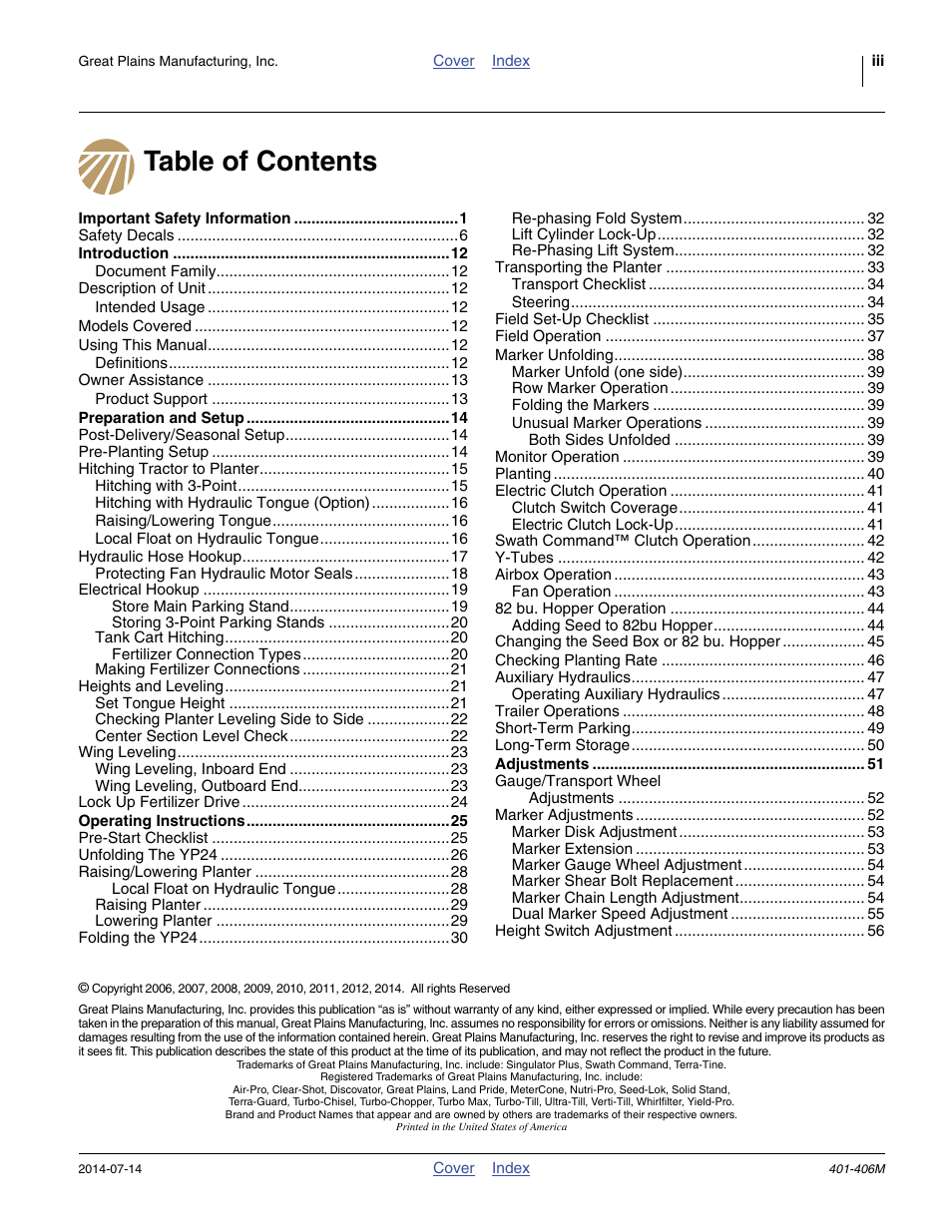 Great Plains YP2425F-2470 Operator Manual User Manual | Page 3 / 162