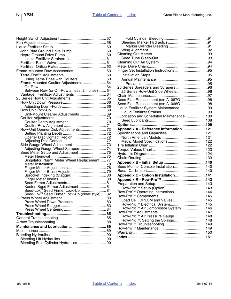 Great Plains YP2425F-2470 Operator Manual User Manual | Page 4 / 162