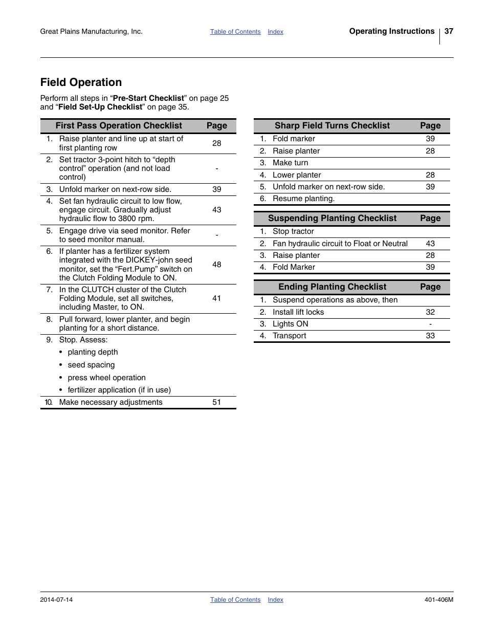 Field operation | Great Plains YP2425F-2470 Operator Manual User Manual | Page 41 / 162