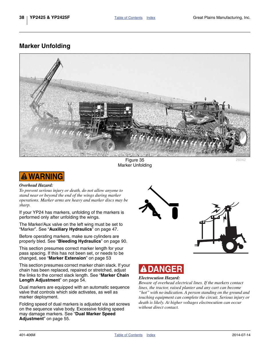 Marker unfolding | Great Plains YP2425F-2470 Operator Manual User Manual | Page 42 / 162