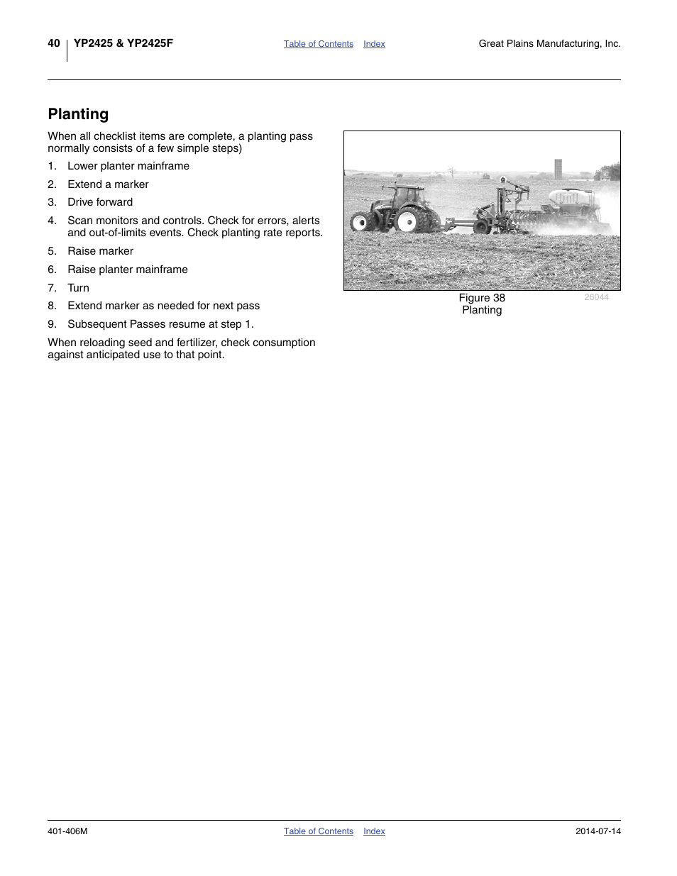 Planting | Great Plains YP2425F-2470 Operator Manual User Manual | Page 44 / 162