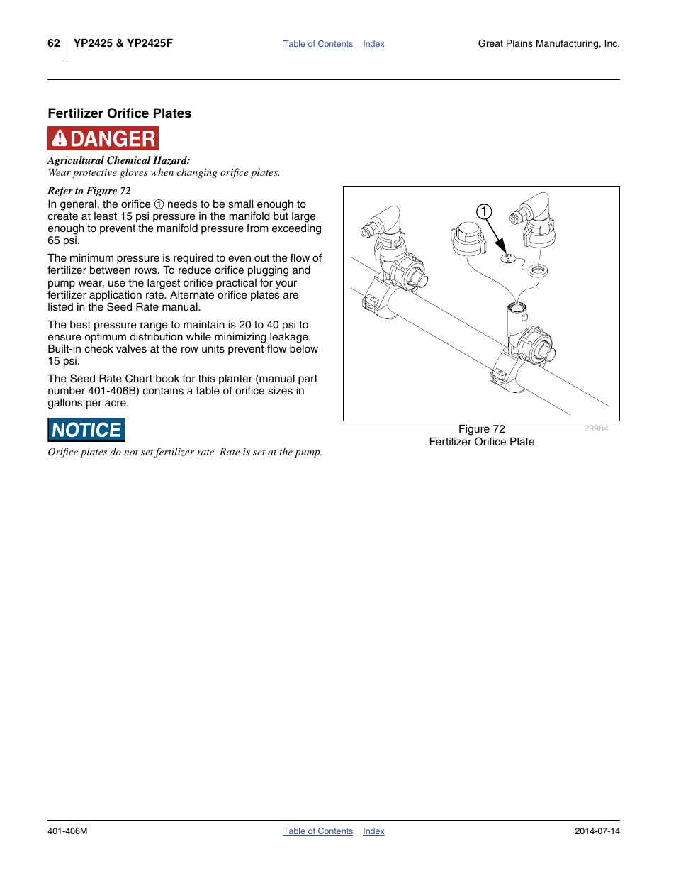 Fertilizer orifice plates | Great Plains YP2425F-2470 Operator Manual User Manual | Page 66 / 162