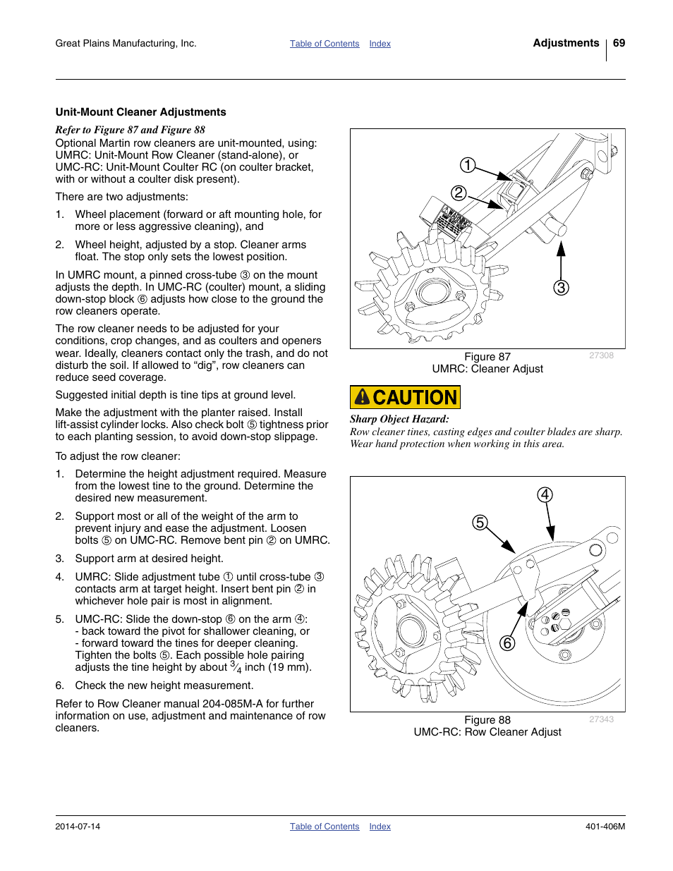 Unit-mount cleaner adjustments | Great Plains YP2425F-2470 Operator Manual User Manual | Page 73 / 162