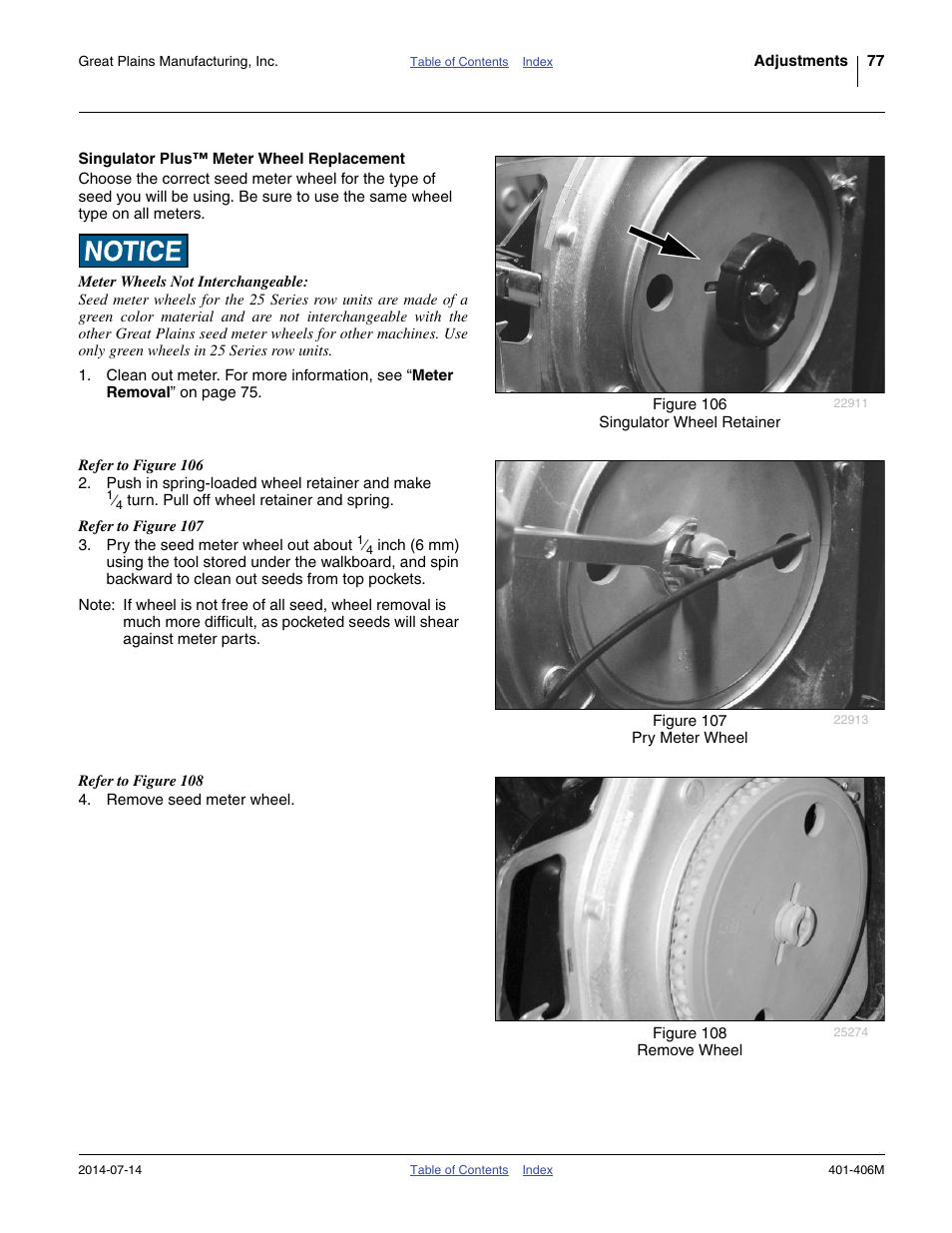 Singulator plus™ meter wheel replacement | Great Plains YP2425F-2470 Operator Manual User Manual | Page 81 / 162