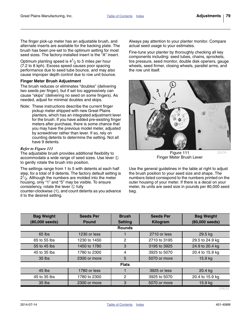 Finger meter brush adjustment | Great Plains YP2425F-2470 Operator Manual User Manual | Page 83 / 162
