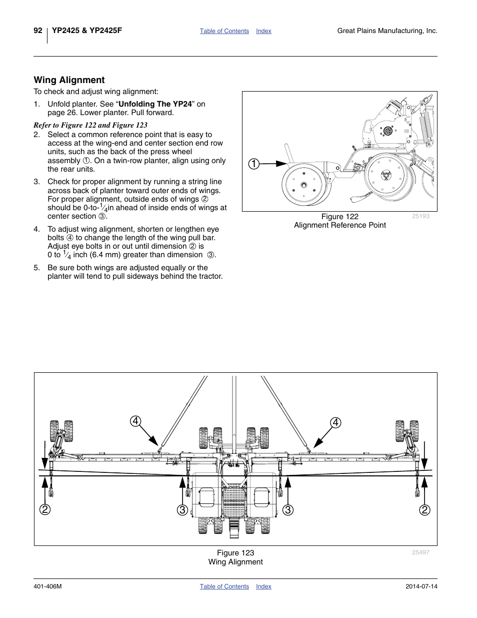 Wing alignment | Great Plains YP2425F-2470 Operator Manual User Manual | Page 96 / 162
