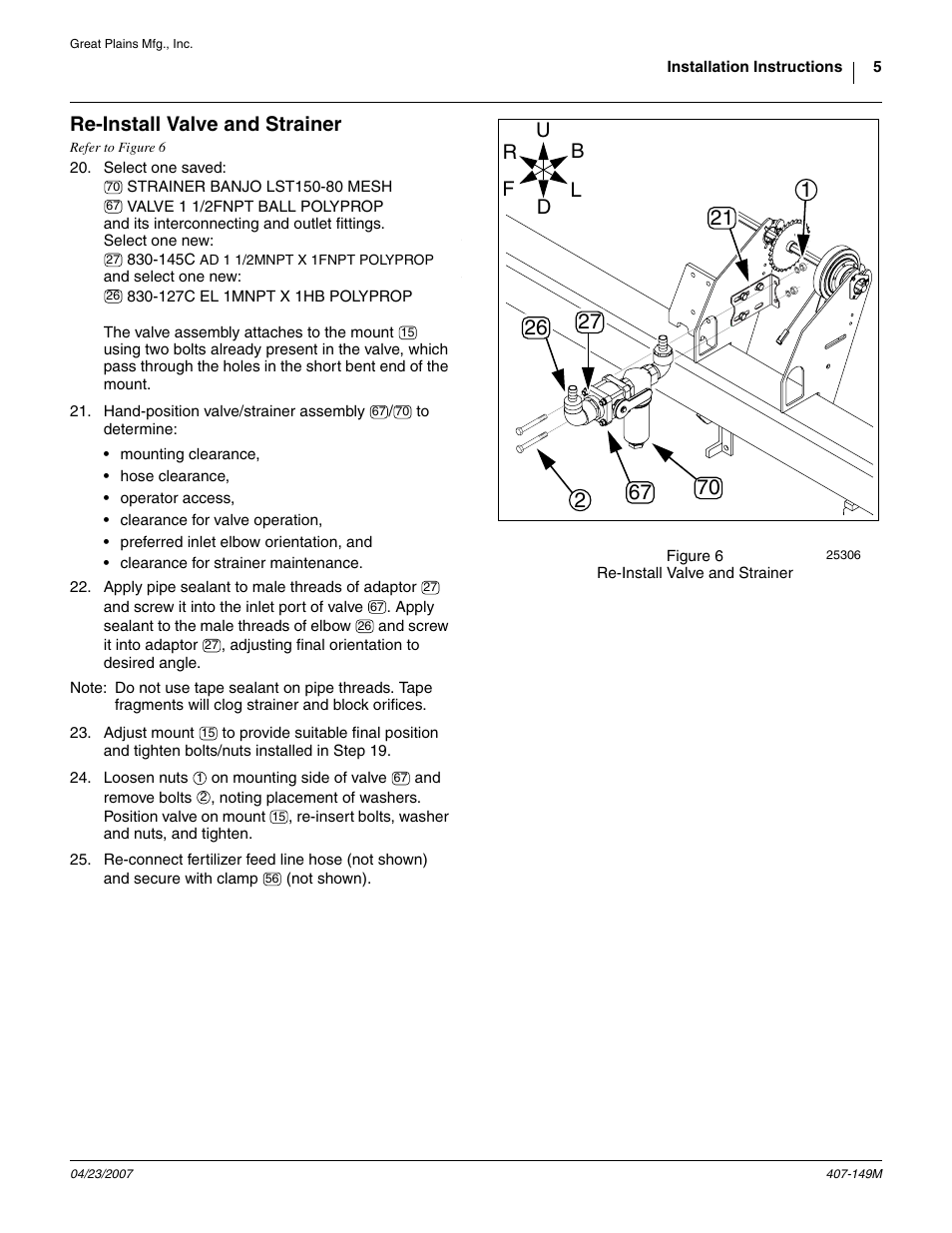 Re-install valve and strainer | Great Plains Ground Drive Fertilizer Pump Yield Pro Planters User Manual | Page 5 / 10