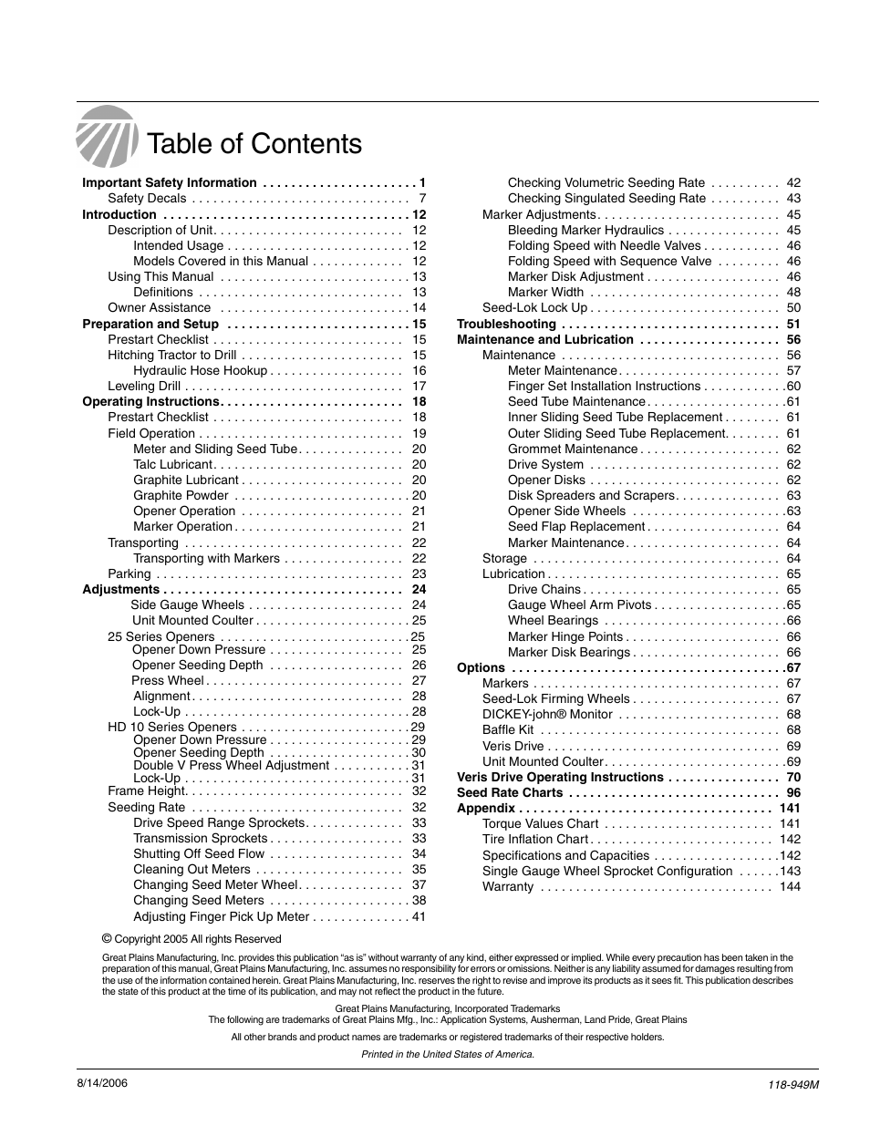 Great Plains 1525P Operator Manual User Manual | Page 2 / 147