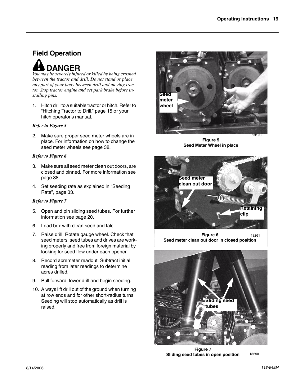 Field operation, Danger | Great Plains 1525P Operator Manual User Manual | Page 21 / 147
