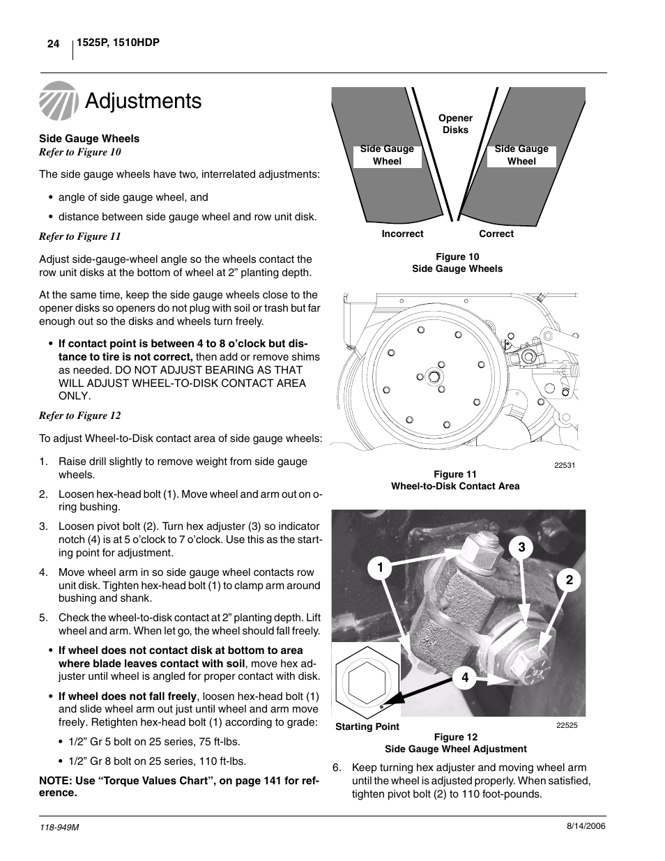 Adjustments, Side gauge wheels | Great Plains 1525P Operator Manual User Manual | Page 26 / 147