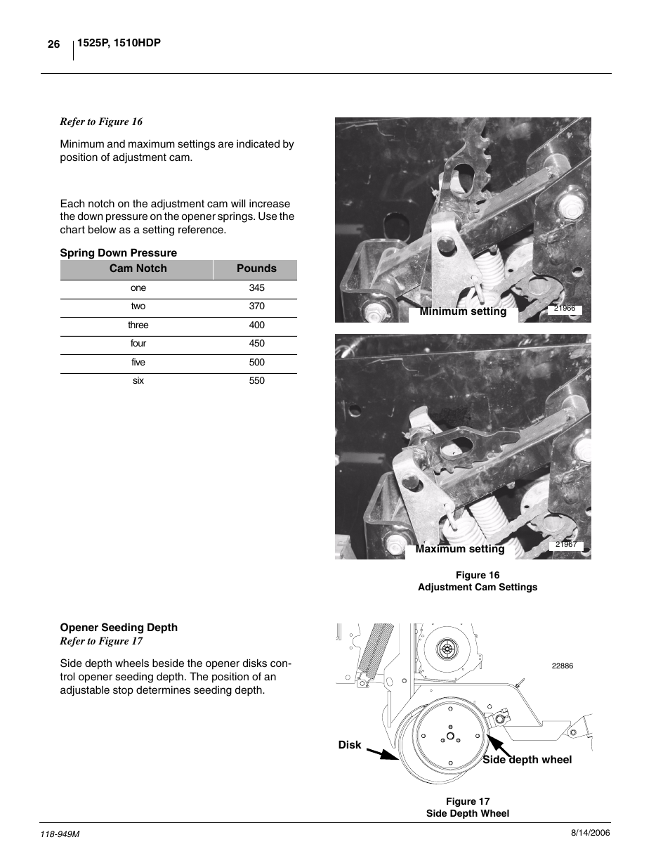 Opener seeding depth | Great Plains 1525P Operator Manual User Manual | Page 28 / 147