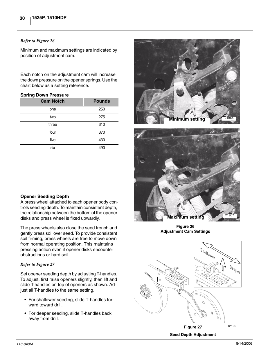 Opener seeding depth | Great Plains 1525P Operator Manual User Manual | Page 32 / 147