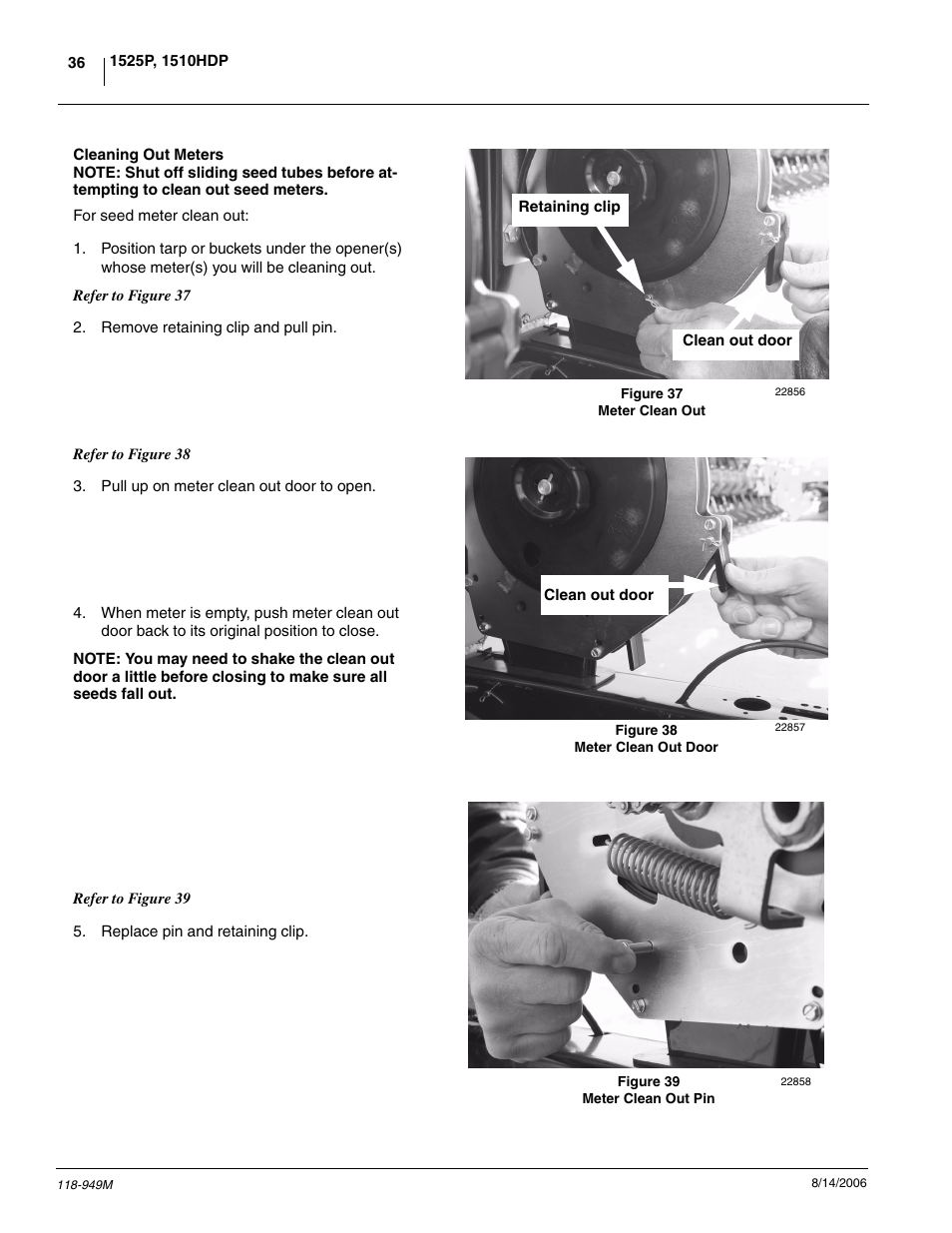 Cleaning out meters | Great Plains 1525P Operator Manual User Manual | Page 38 / 147