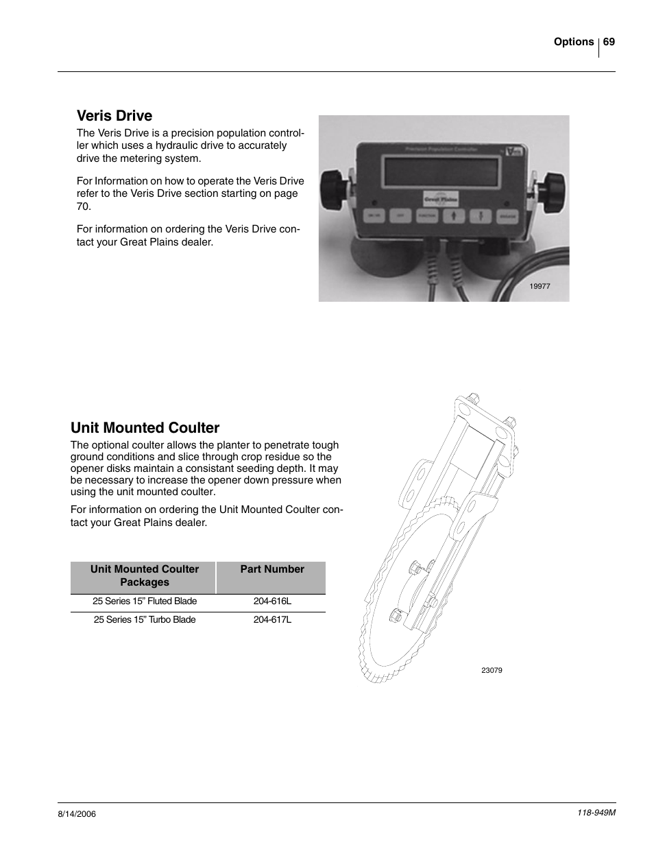 Unit mounted coulter, Veris drive | Great Plains 1525P Operator Manual User Manual | Page 71 / 147