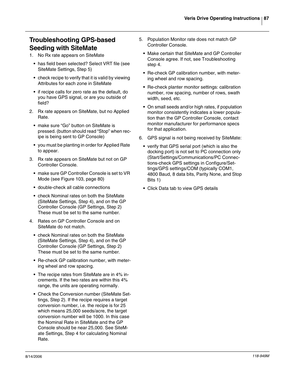 Troubleshooting gps-based seeding with sitemate | Great Plains 1525P Operator Manual User Manual | Page 89 / 147