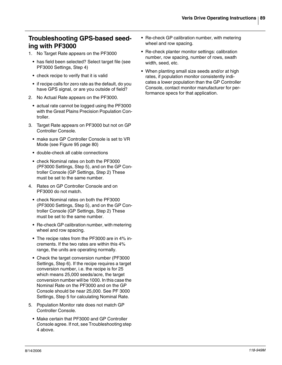 Troubleshooting gps-based seed- ing with pf3000 | Great Plains 1525P Operator Manual User Manual | Page 91 / 147