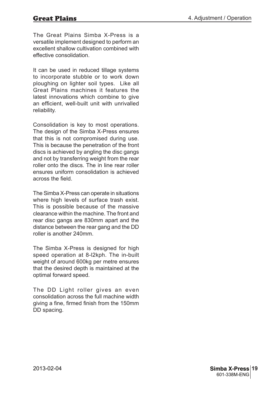 Great Plains Simba X-Press Operator Manual User Manual | Page 19 / 34