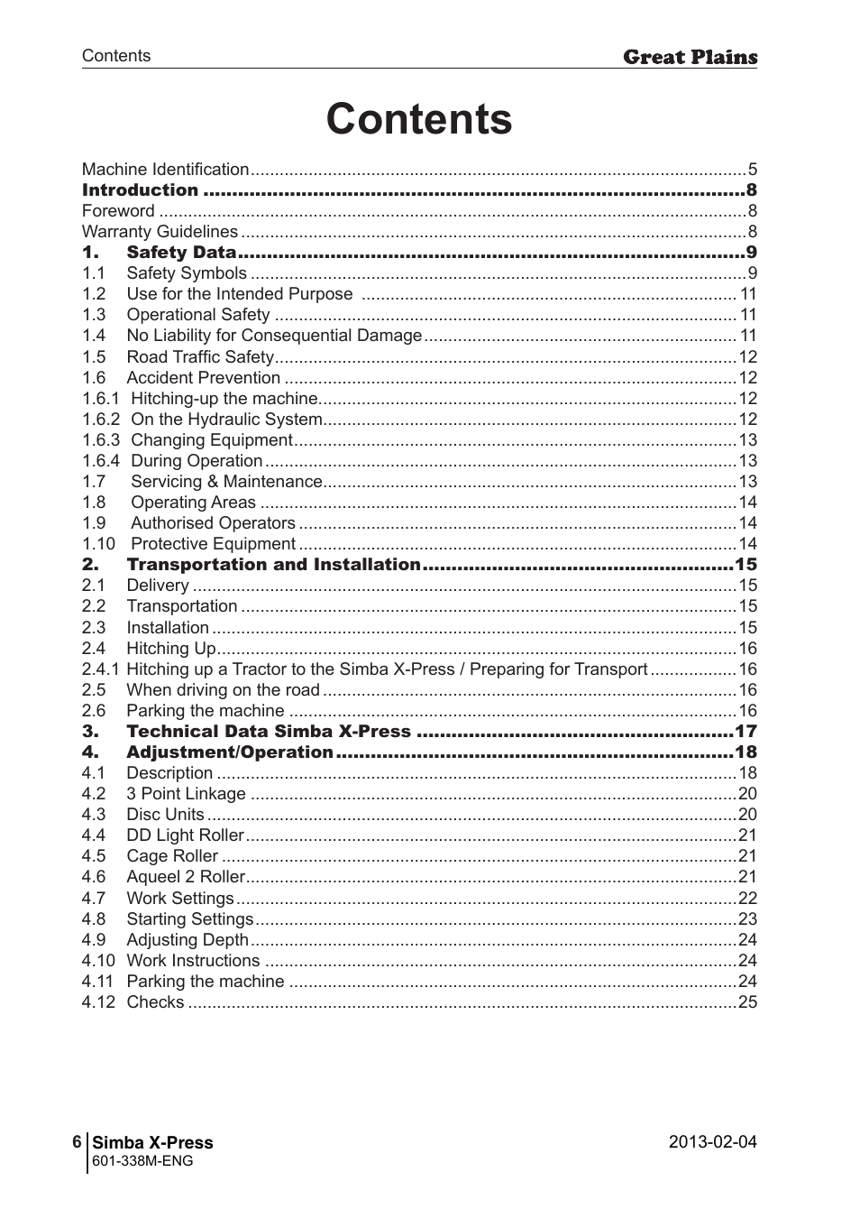 Great Plains Simba X-Press Operator Manual User Manual | Page 6 / 34