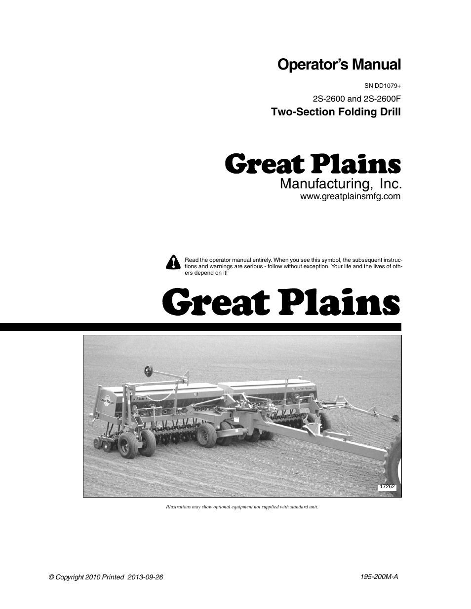 Great Plains 2S-2600F Operator Manual v2 User Manual | 68 pages