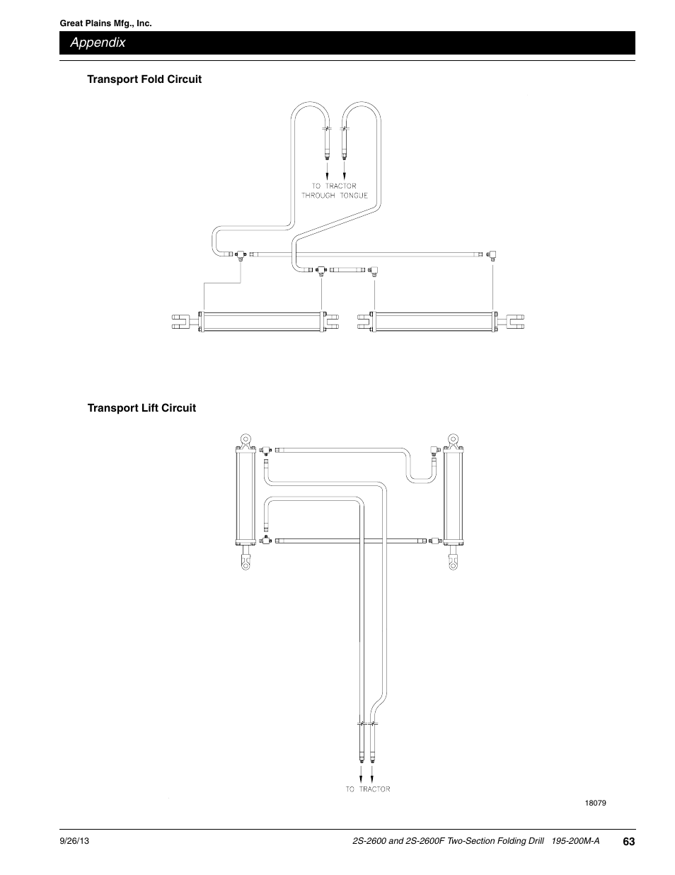 Transport lift circuit, Transport fold circuit, Appendix | Great Plains 2S-2600F Operator Manual v2 User Manual | Page 65 / 68