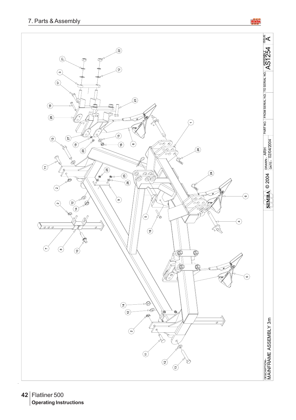 As 1254, Flatliner 500, 42 7. parts & assembly | Great Plains Flatliner 500 2005 Assembly Instructions User Manual | Page 10 / 88